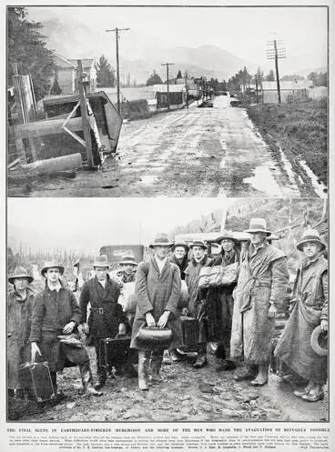 The final scene in earthquake-stricken Murchison and some of the men who made the evacuation of refugees possible Image: The final scene in earthquake-stricken Murchison and some of the men who made the evacuation of refugees possible