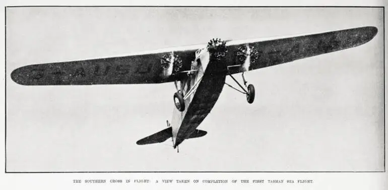 Image: The Southern Cross in flight: a view taken on completion of the first Tasman Sea flight