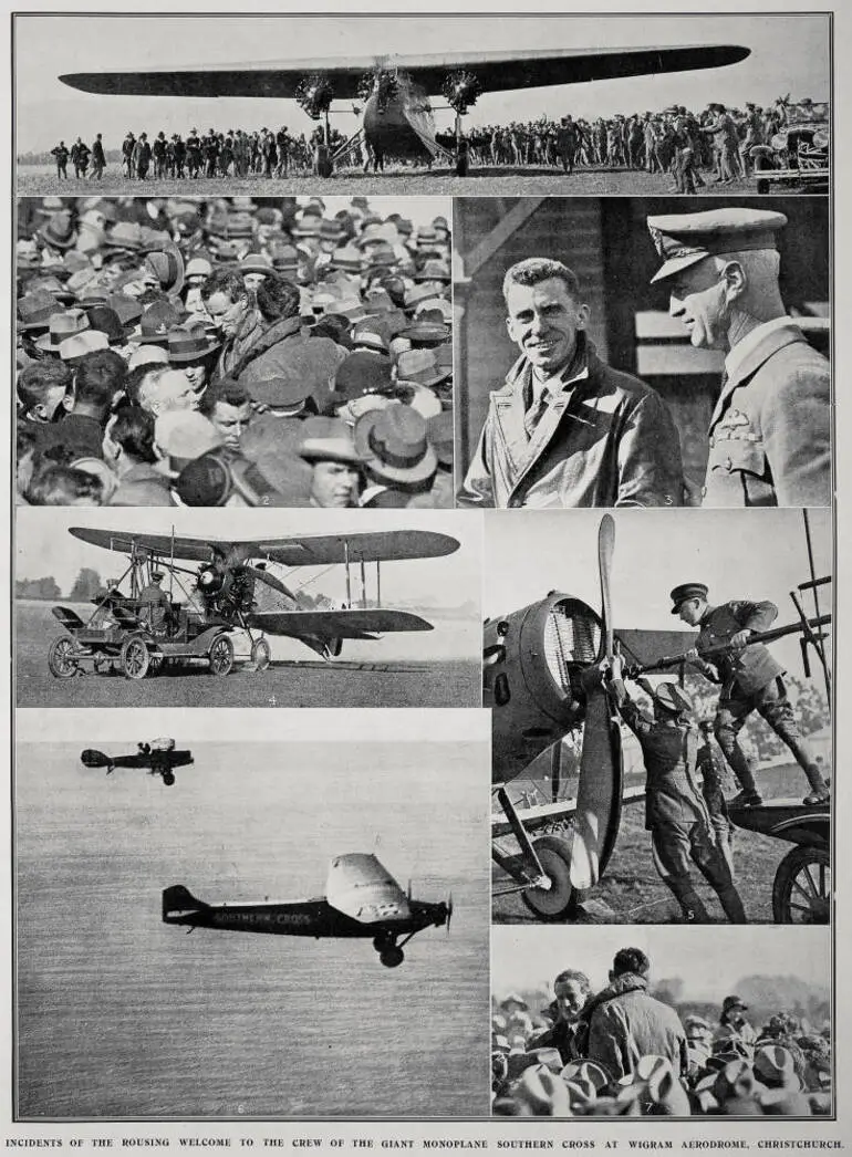 Image: Incidents of the Rousing Welcome to the Crew of the Giant Monoplane Southern Cross At Wigram Aerodrome, Christchurch