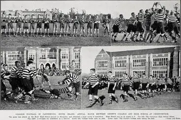 College Football In Canterbury, South Island: Annual Match Between Christ's College And High School At Christchurch Image: College Football In Canterbury, South Island: Annual Match Between Christ's College And High School At Christchurch