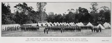 The cadet corps of a leading New Zealand college in camp for annual training Image: The cadet corps of a leading New Zealand college in camp for annual training