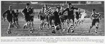 Keen College Rugby Football In Dunedin Last Week: Christs College Defeat Boys' High School Image: Keen College Rugby Football In Dunedin Last Week: Christs College Defeat Boys' High School