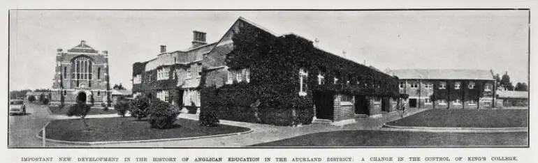 Image: Important new development in the history of Anglican education in the Auckland District: a change in the control of King's College