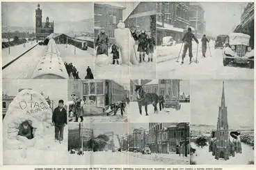 Image: Dunedin freezes in grip of worst snowstorms for fifty years: last week's abnormal falls dislocate transport and make city streets a winter sports ground