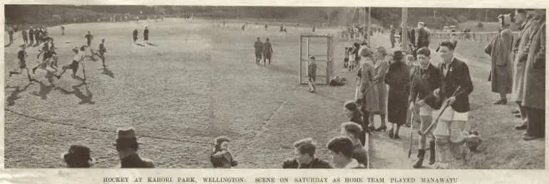 Image: Hockey at Karori Park, Wellington: scene on Saturday as home team played Manawatu