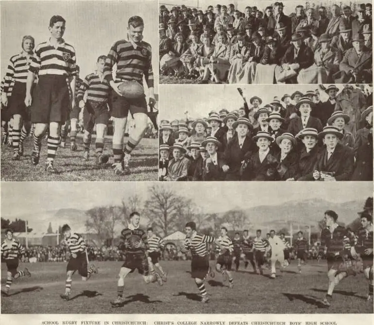 Image: School rugby fixture in Christchurch: Christ's College narrowly defeats Christchurch Boys' High school