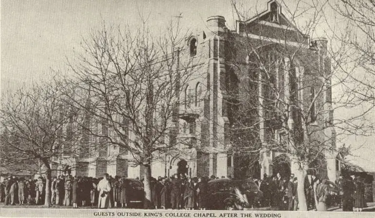 Image: Guests outside King's College chapel after the wedding