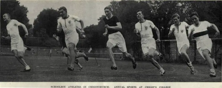 Image: Schoolboy athletes in Christchurch: annual sports at Christ's College