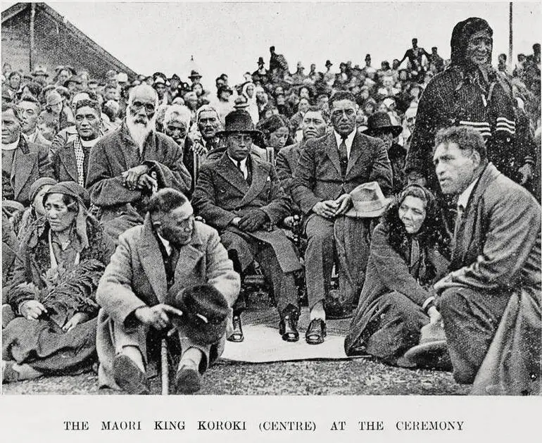 Image: The Māori King Koroki (centre) at the ceremony