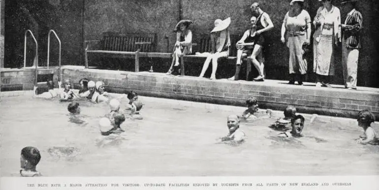 Image: The Blue Bath a major attraction for visitors: up-to-date facilities enjoyed by tourists from all parts of New Zealand and overseas