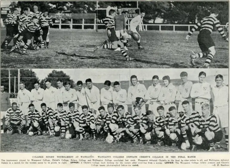 Image: College rugby tournament at Wanganui: Wanganui College defeats Christ's College in the final match