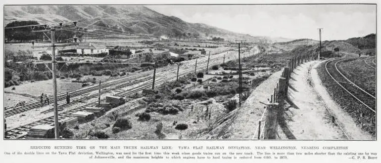 Image: Reducing running time on the Main Trunk railway line: Tawa Flat railway deviation, near Wellington, nearing completion