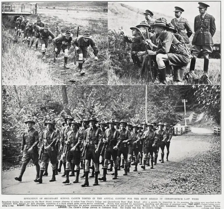 Image: Efficiency of secondary school cadets tested in the annual contest for the Snow Shield in Christchurch last week