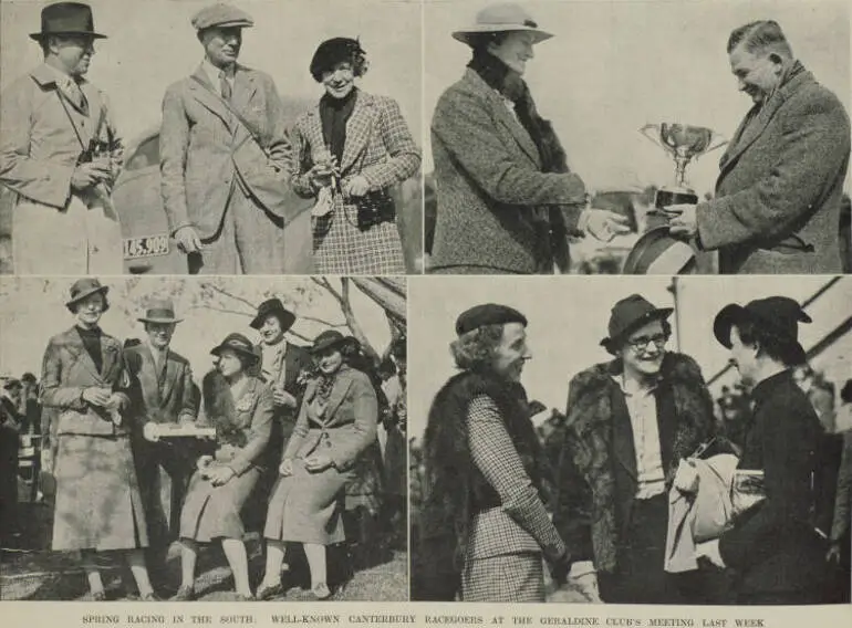 Image: Spring racing in the South: well-known Canterbury racegoers at the Geraldine Club's meeting last week