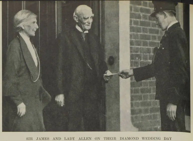 Image: Sir James and Lady Allen on their diamond wedding day