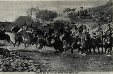 Image: Territorial training in the North Island: the Manawatu Mounted Rifles Regiment in camp at Dannevirke