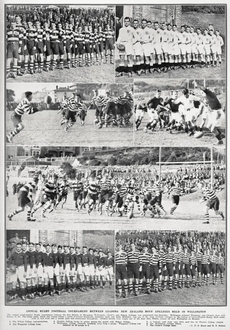 Image: Annual Rugby Football Tournament between leading New Zealand boys' colleges held in Wellington