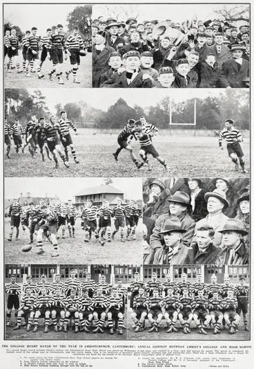 The college rugby match of the year in Christchurch, Canterbury: Annual contest between Christ's College and Christchurch Boys High school Image: The college rugby match of the year in Christchurch, Canterbury: Annual contest between Christ's College and Christchurch Boys High school