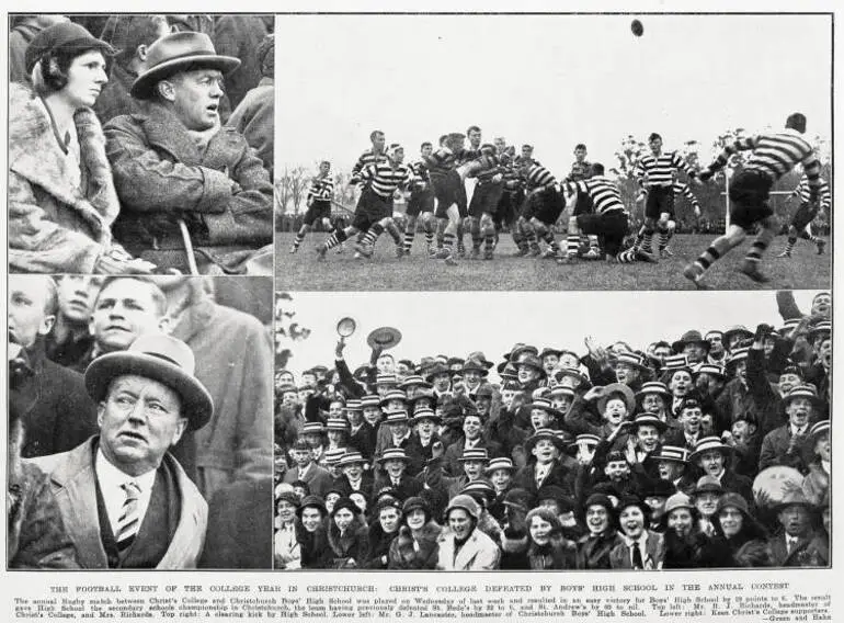 Image: The football event of the college year in Christchurch: Christ's College defeated by boy's high school in the annual contest