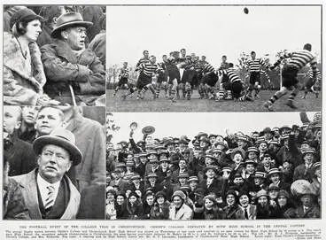 The football event of the college year in Christchurch: Christ's College defeated by boy's high school in the annual contest Image: The football event of the college year in Christchurch: Christ's College defeated by boy's high school in the annual contest