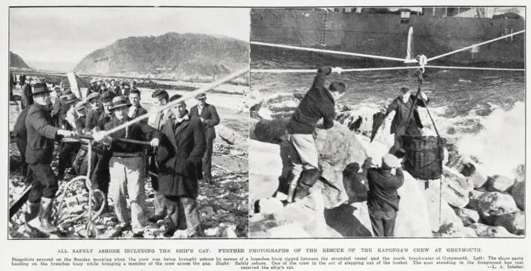 Image: All safely ashore including the ship's cat: further photographs of the rescue of the Kaponga's crew at Greymouth