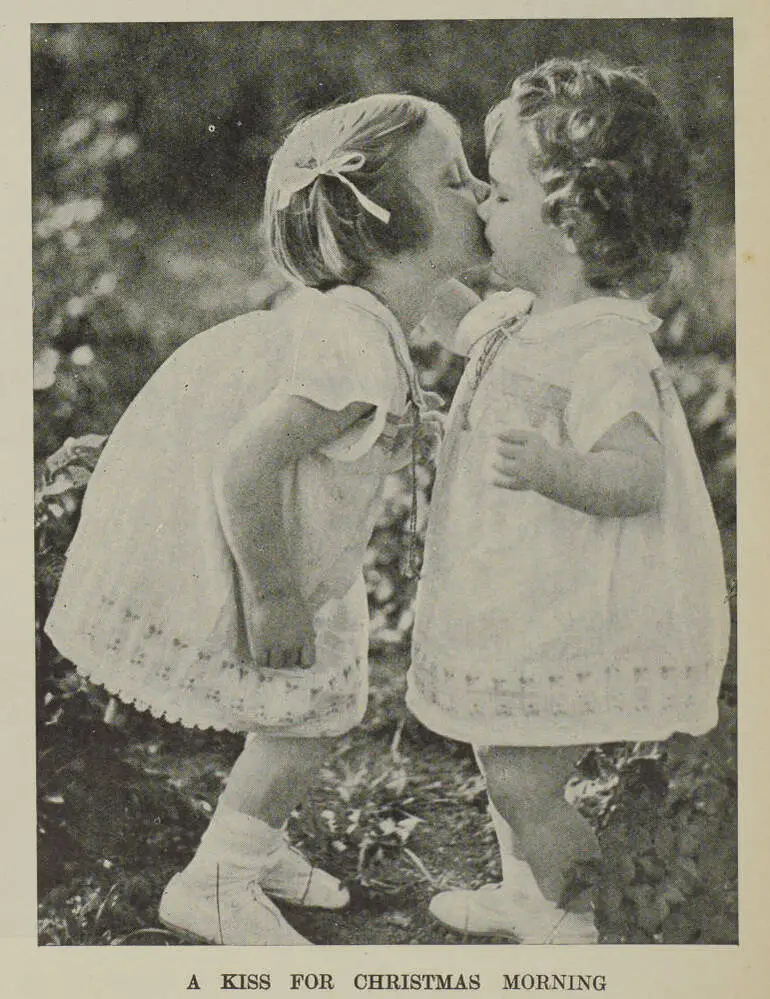 Image: A kiss for Christmas morning: An attractive child study at Auckland
