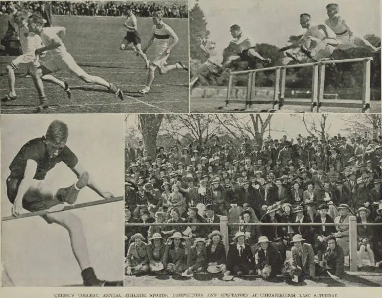 Image: Christ's College annual athletic sports: competitors and spectators at Christchurch last Saturday