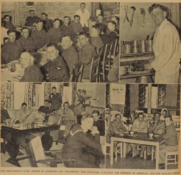 Image: New servicemen's clubs opened in Auckland and Wellington: fine facilities available for members of American and New Zealand forces