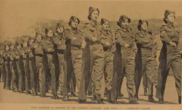 Image: Good marching by members of the Women's Auxiliary Army Corps at a passing-out parade