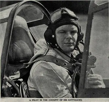 Image: A pilot in the cockpit of his Kittyhawk