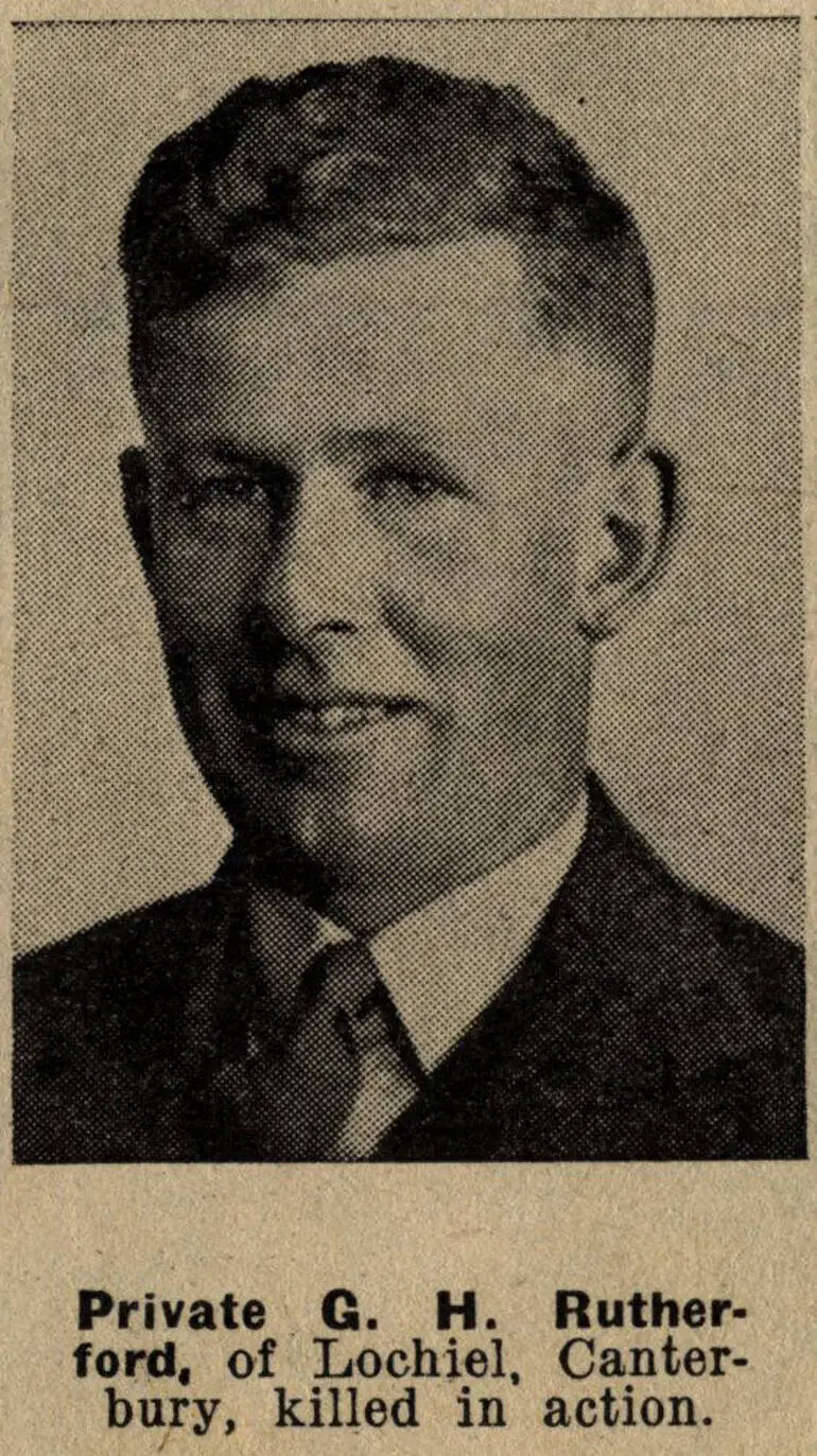 Image: Private G. H. Rutherford, of Lochiel, Canterbury, killed in action