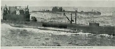 Image: Submarines of the Netherlands navy which has dealt telling blows against the Japanese