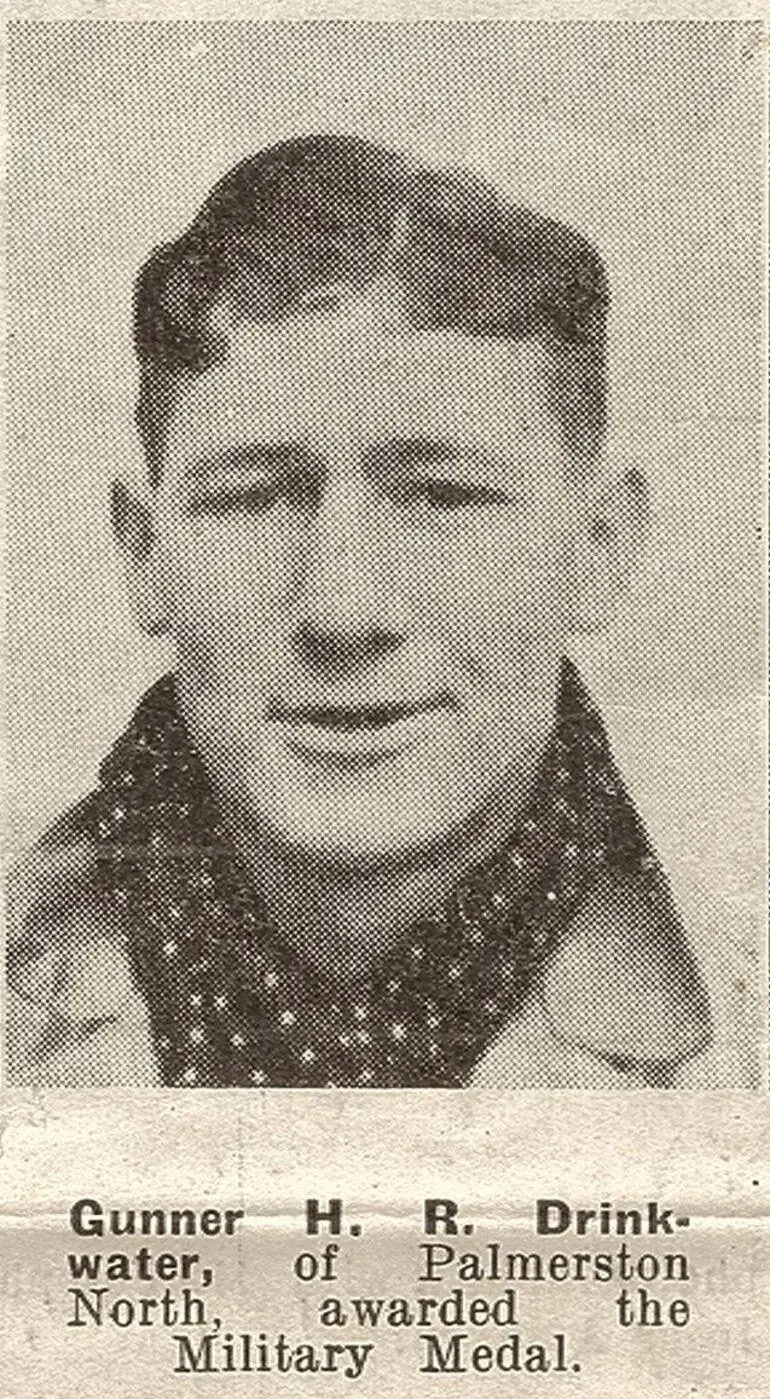 Image: Gunner H. R. Drinkwater, of Palmerston North, awarded the Military Medal