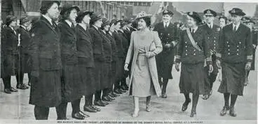 Image: Her Majesty visits the 'Wrens': an inspection of members of the Women's Royal Naval Service at a barracks
