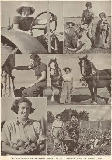Image: Farm training course for Christchurch Women's Land Army at Canterbury Agricultural College, Lincoln