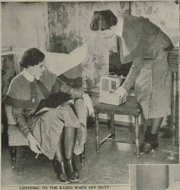 Image: Nurses listening to the radio when off duty