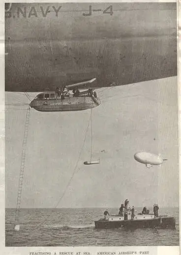 Image: Practising a rescue at sea: American airship's part