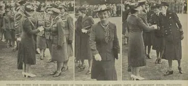 Image: Volunteer women war workers are guests of Their Excellencies at a garden party at Government House, Wellington
