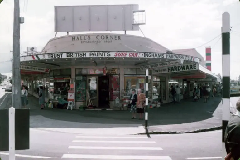 Image: Ingham's Hardware Store, Hall's Corner, Takapuna.