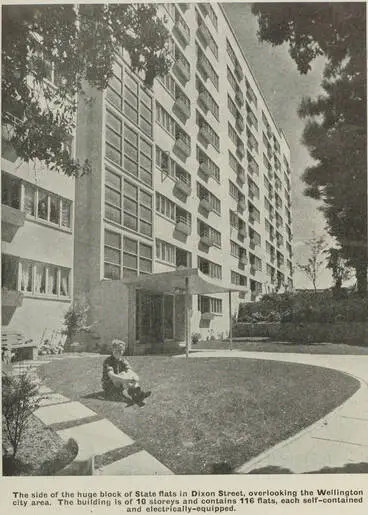 Image: The huge block of State flats in Dixon Street, overlooking the Wellington city area