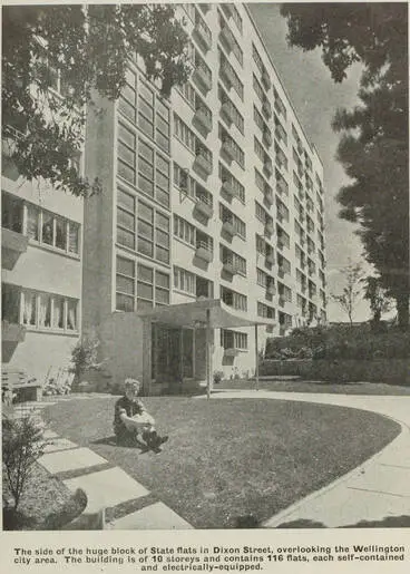 The huge block of State flats in Dixon Street, overlooking the Wellington city area Image: The huge block of State flats in Dixon Street, overlooking the Wellington city area