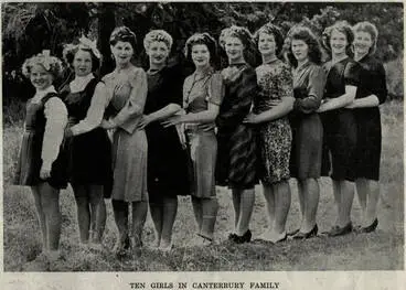 Image: Ten girls in Canterbury family