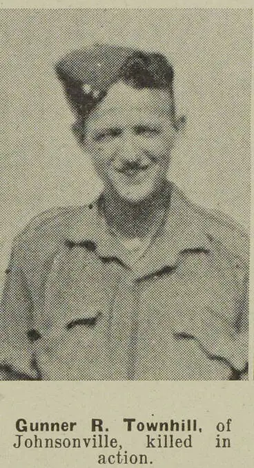 Image: Gunner R. Townhill, of Johnsonville, killed in action