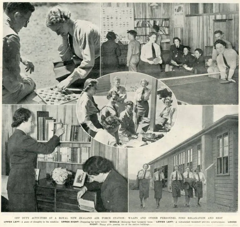 Image: Off duty activities at a Royal New Zealand Air Force station: WAAFs and other personnel find relaxation and rest