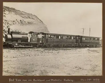 Image: First train run on Auckland and Waikato Railway, 1873