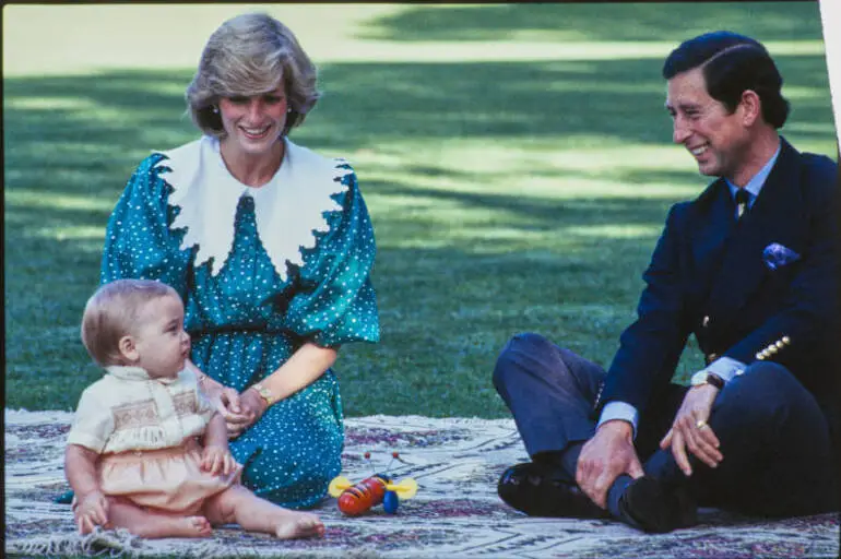 Image: Prince Charles, Princess Diana and Prince William at Government House, 1983