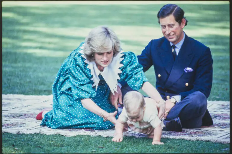 Image: Prince Charles, Princess Diana and Prince William at Government House, 1983