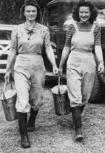 Image: War time milk delivery - Una and Esme Castleton.