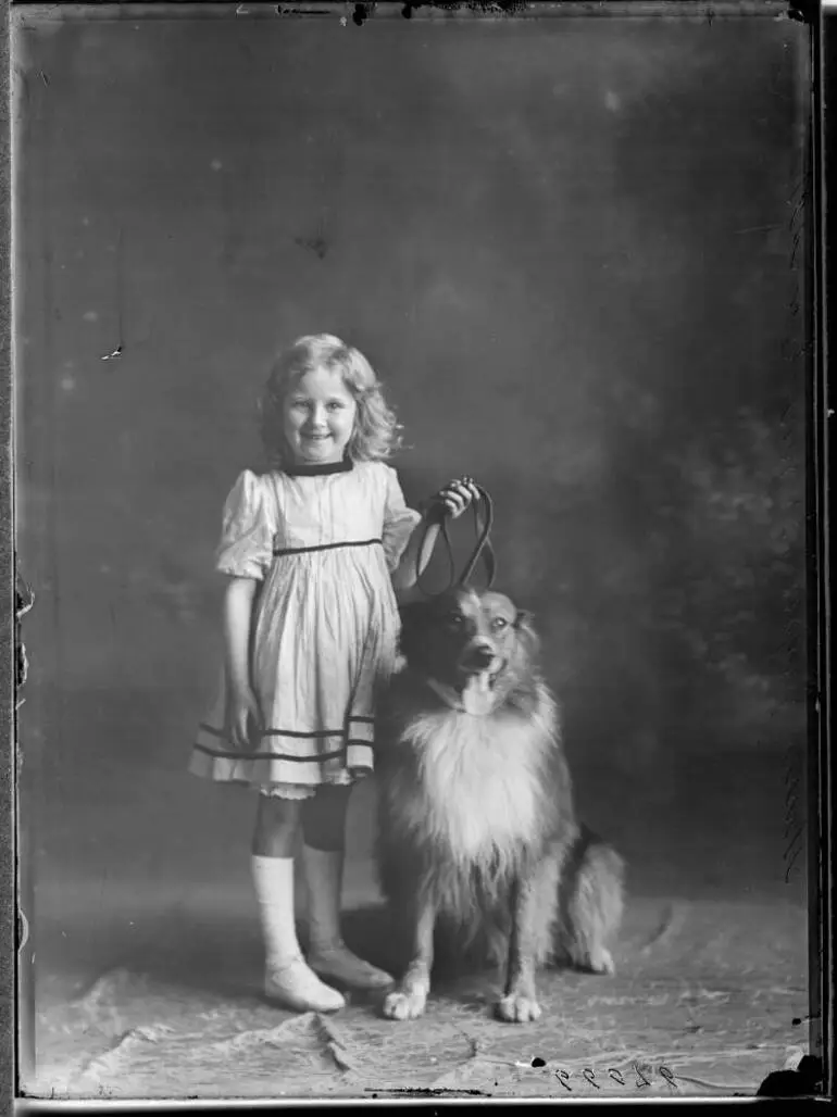 Image: Missie Jasper Brown and dog, 1911
