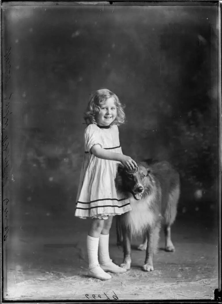 Image: Missie Brown and dog, 1911